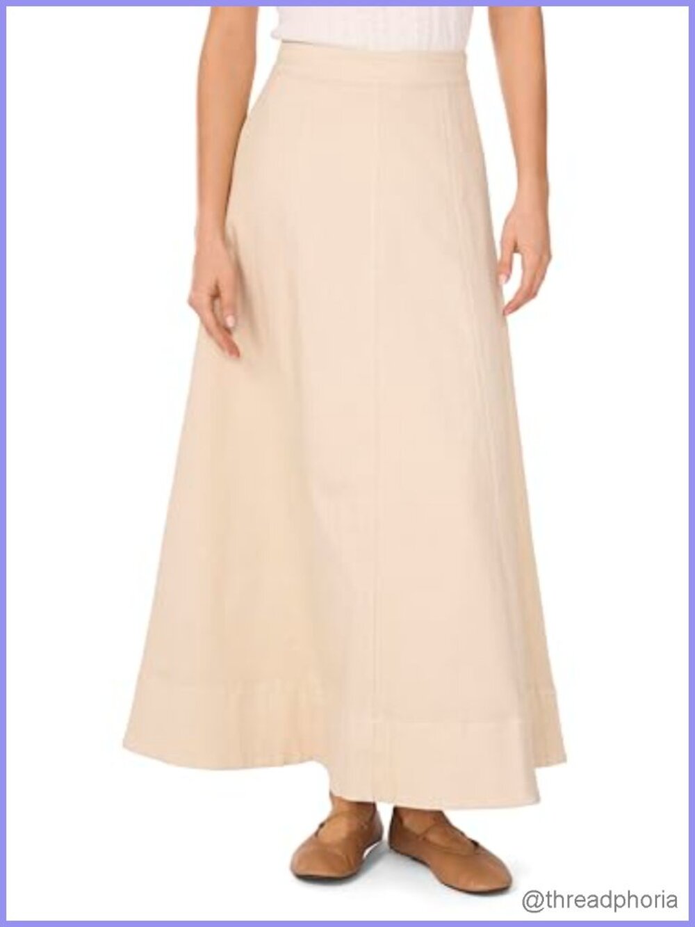 Denim Maxi Skirt High Rise Unlined Cotton Wear to Work
